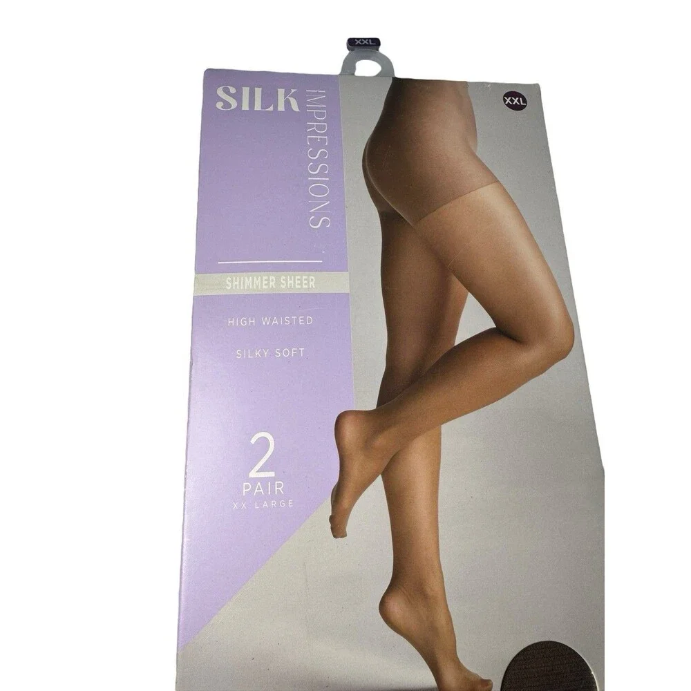 Silk Impressions Shimmer Sheer 20 Denier Coffee Bean Size XX Large 2 Pair
